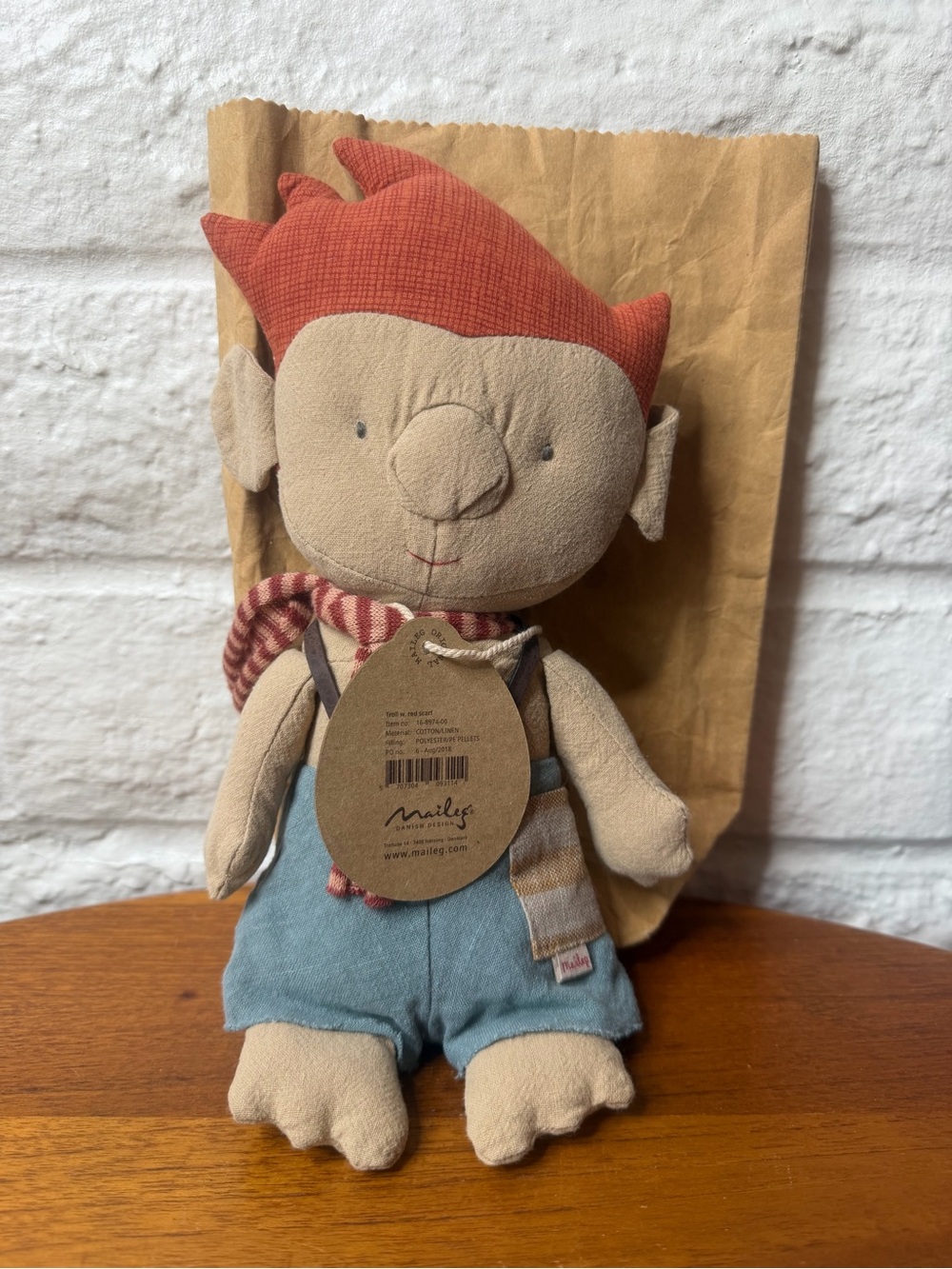 Maileg - Troll w/ Red Scarf Paper Bag New with Tags